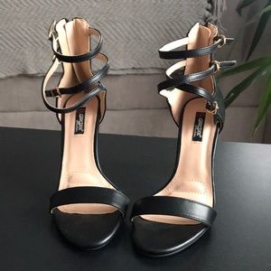 Strapped leather heels